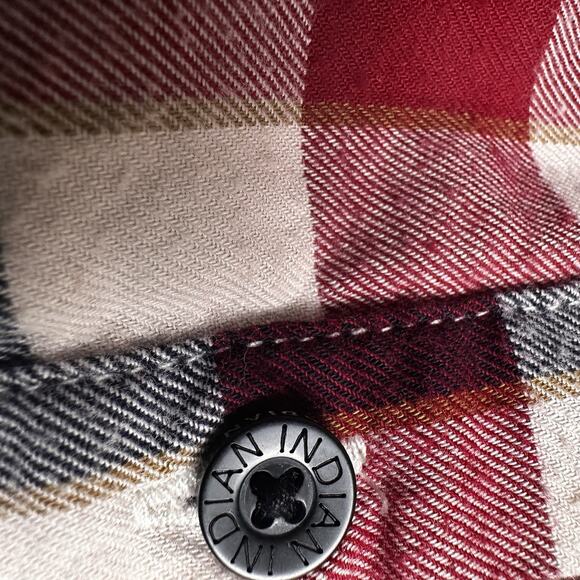 Indian Motorcycle Flannel Shirt 3XL Red Plaid Authentic Excellent - Picture 6 of 16